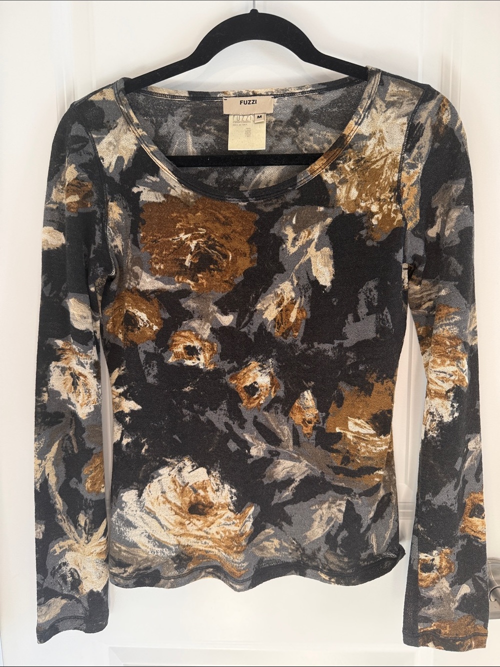 Vintage FUZZI Tulle Mesh Abstract Floral Blouse Size Medium